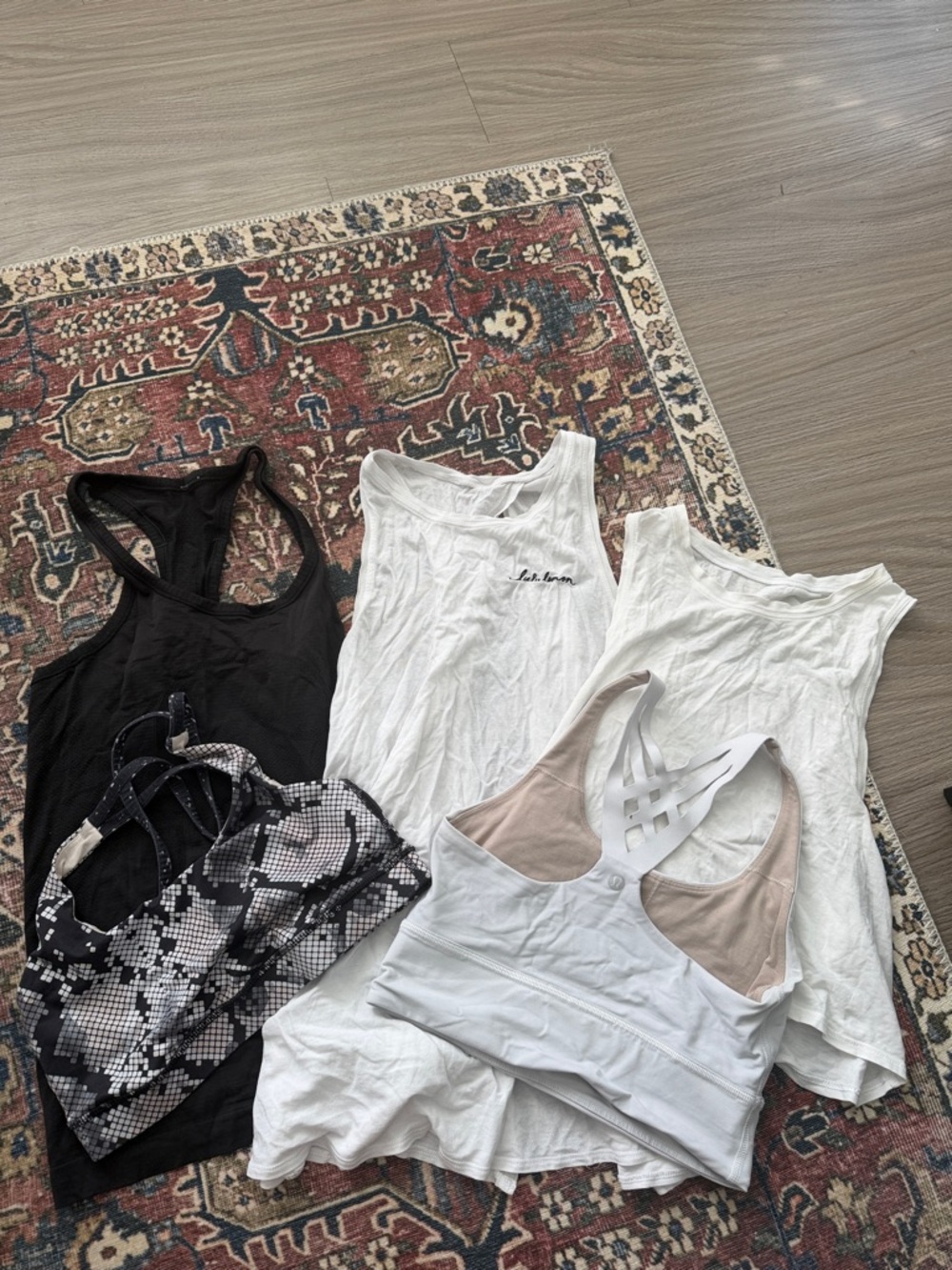 lululemon athletica Mixed White, Black & Beige Tank Tops Set